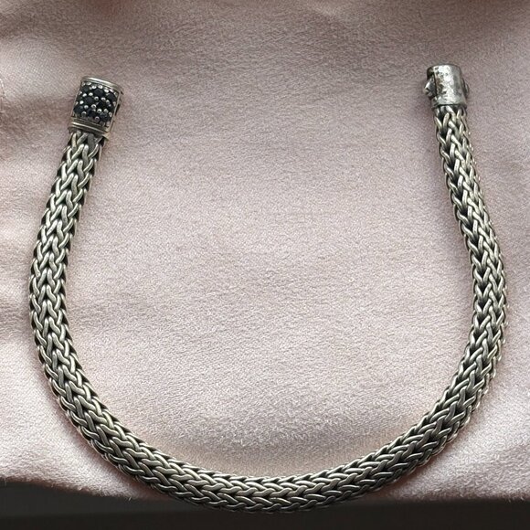 John Hardy Jewelry - John Hardy silver icon woven bracelet with black sapphires